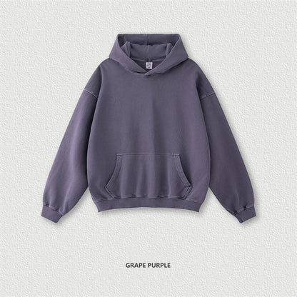 ZODF Retro Autumn Winter Washed Cotton Hoodies Unisex Loose 380gsm Knitted Sport Hooded Pullovers Brand Clothes HY0884