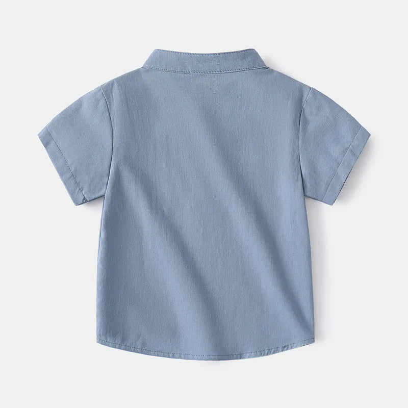 Soft Boys Shirts Summer Cotton Shirt 2 to 3 4 5 6 7 Years Kids Shirts Basic White Shirt Blue Casual Shirts Children's Clothing