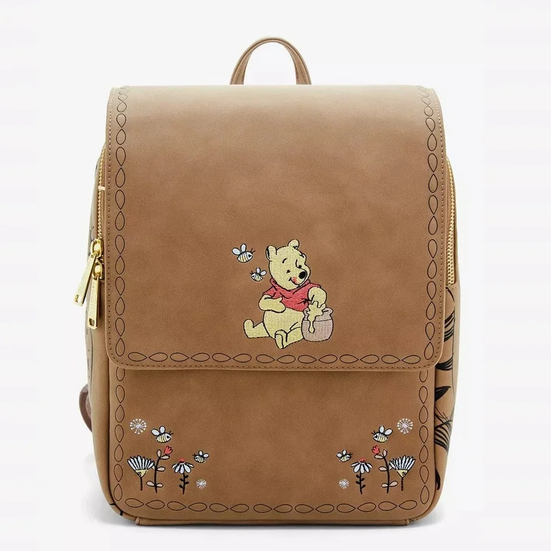 New Cute Loungefly Disney Winnie The Pooh Flower Brown Cartoon Mini Backpack Red Mickey Mouse Backpack Cute Cartoon Bag Gifts