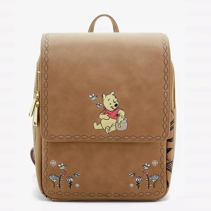 New Cute Loungefly Disney Winnie The Pooh Flower Brown Cartoon Mini Backpack Red Mickey Mouse Backpack Cute Cartoon Bag Gifts