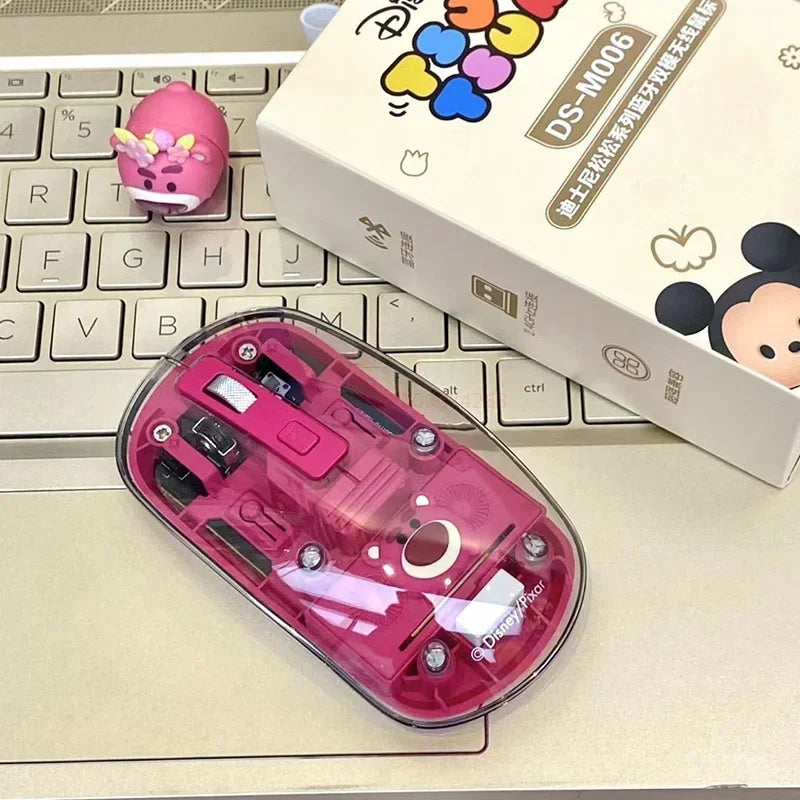 New Disney Wireless 2.4g Transparent Mouse Dual Bluetooth Charging Mute Silent Female Tablet Computer Notebook Office Gift