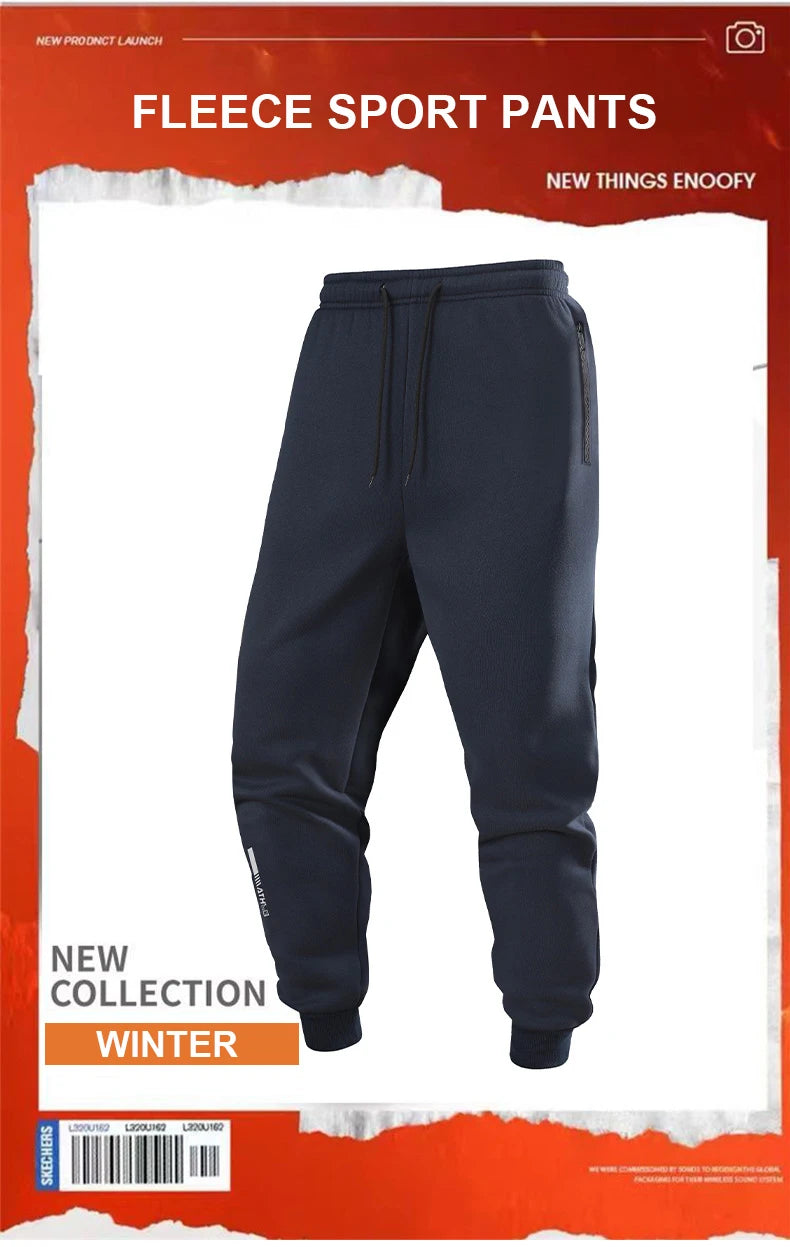 Chrlck Men’s Unisex Winter Fleece Sweatpants Warm Running Jogging Sport Trousers Elastic Waist Thick