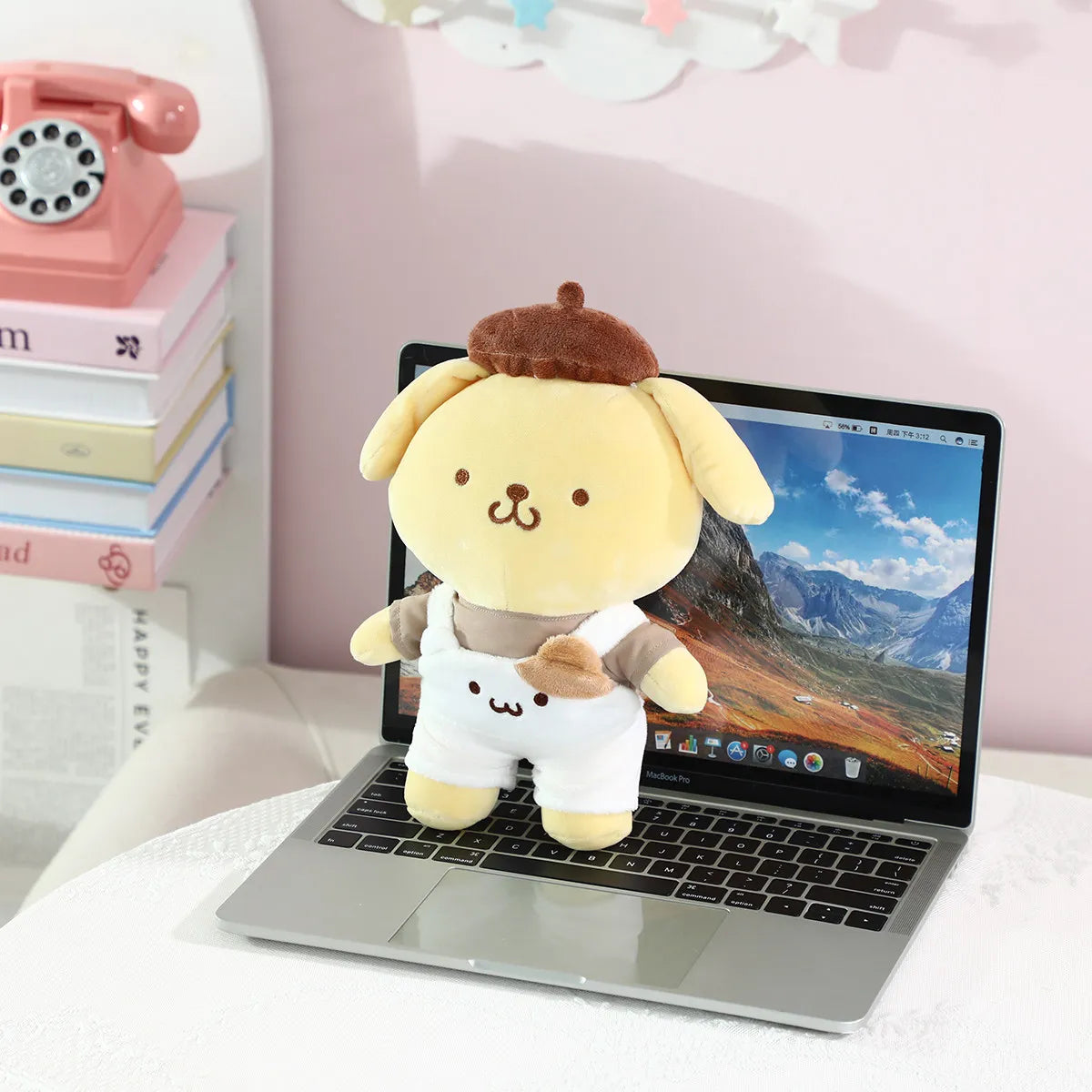 Sanrio Pompompurin Plush Toys Lovely Pillow Super Soft Dressed Pom Pom Purin Stuffed Doll Kawaii Room Decor Kids Gift