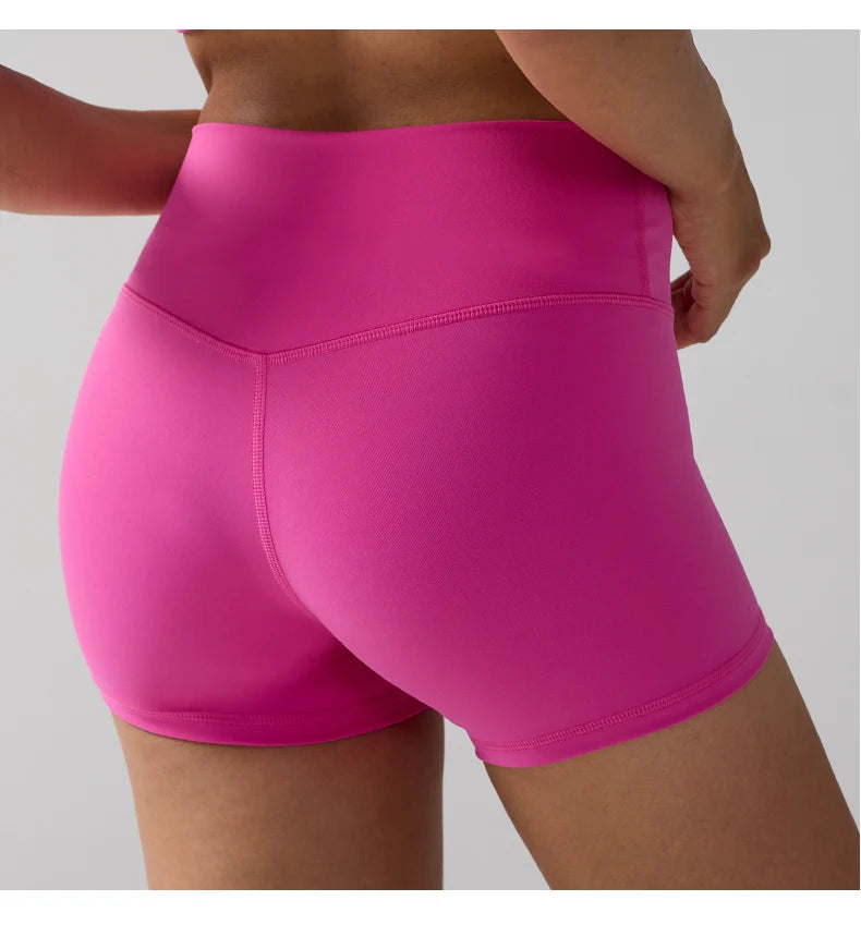 Solid Color Women’s High-Waisted Fitness Yoga Shorts – Quick Dry Breathable for Running & Cycling