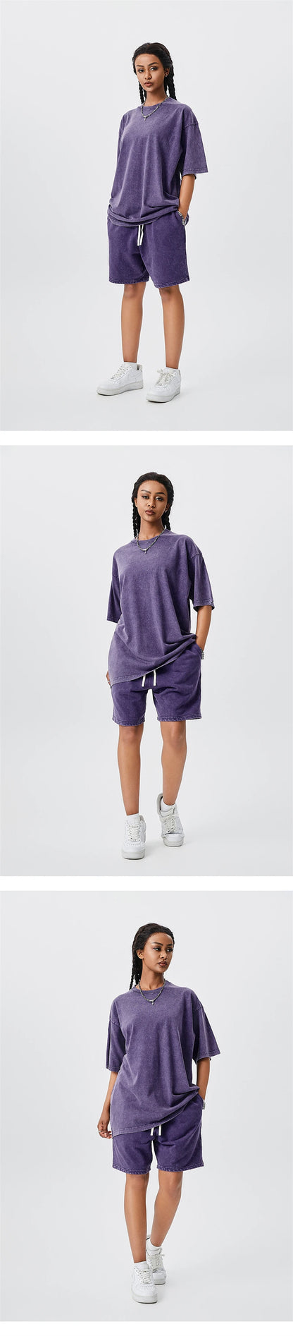 ZODF Men's Summer Batik Washed 250gsm T Shirts Retro Vintage Unisex Basic Loose Solid Cotton T-Shirt Brand Tops 2024 New HY0753