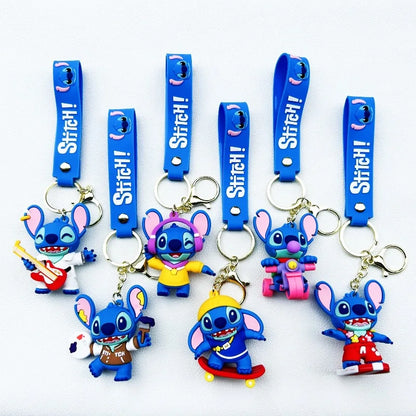 Wholesale Anime Disney Keychain Mickey Mouse Minnie Lilo & Stitch Cartoon Keyring Key Chain Car Pendant Kids Toys Gift