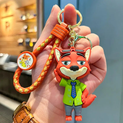 Disney Zootopia Toys Durable Keychian Action Figures Judy Hopps Emmitt Otterton Man Women Kids Car Keyring Girl Birthday Gift