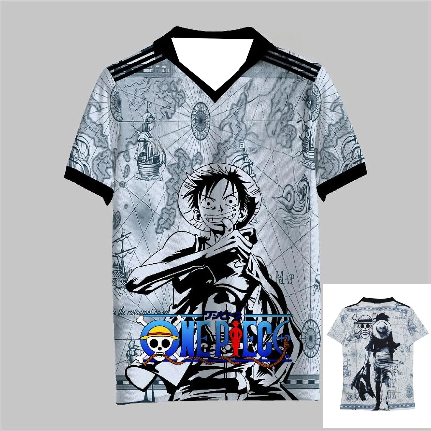 One Piece Luffy Anime Fashion Korean Style Kpop Baseball Hockey T-shirt Jersey Summer Streetwear Anime Daily Unisex Tops Tees