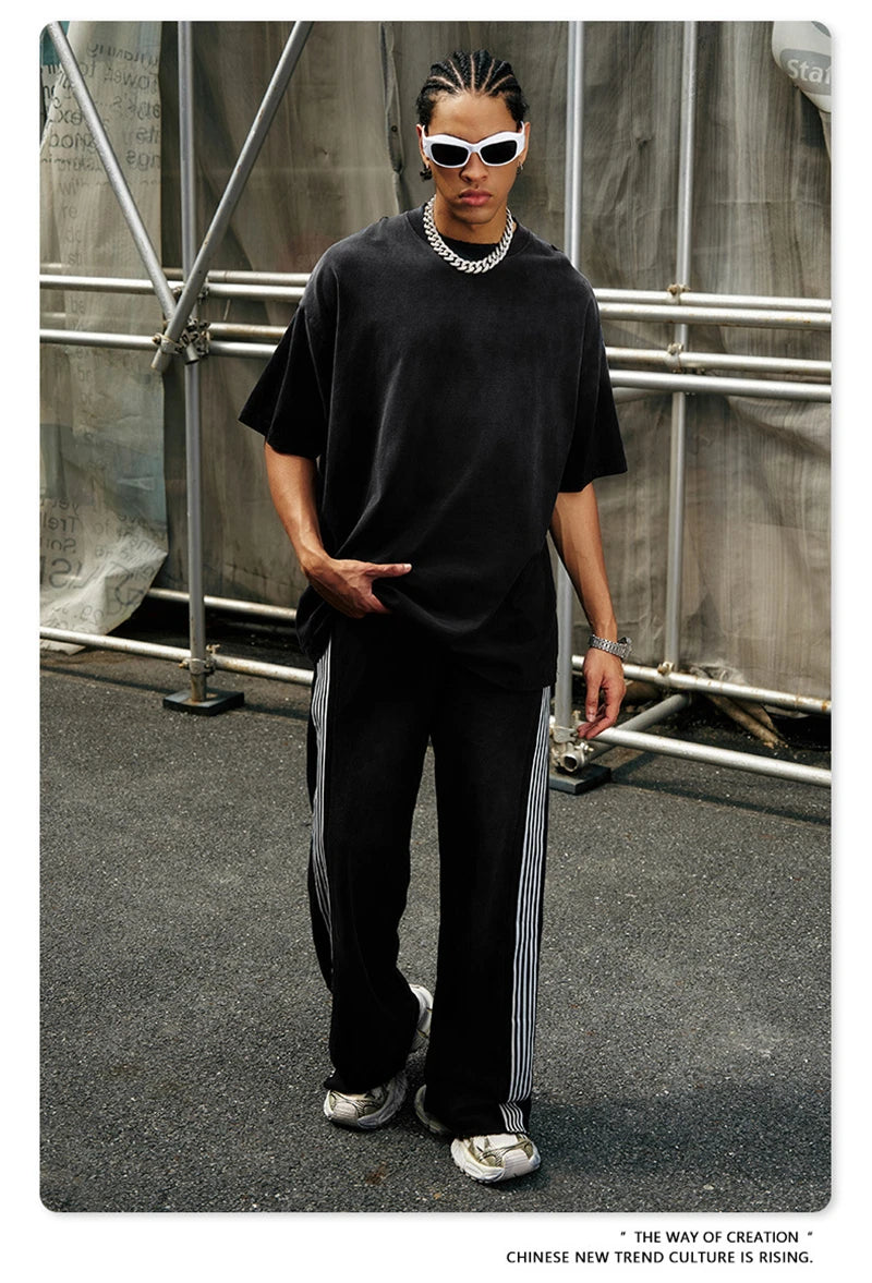 ZODF 2024 Summer Men Washed Gradient T-Shirts Unisex Women Distressed 250gsm Cotton T Shirt Brand Tees Streetwears HY0814