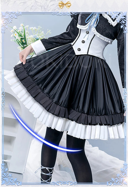 IN STOCK Asukaa Reii Cosplay Costume Anime DokiDoki-R Wome Black White Gothic Dress Asukaa Cosplay Halloween Costume