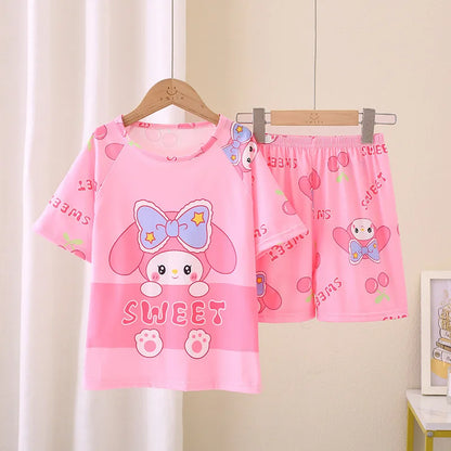MINISO Boys Pajamas Sets Disney Summer Two Pieces Set 3 to 4 5 6 7 8 9 10 11 12 Years Blue Mickey Mouse Print Children Clothing