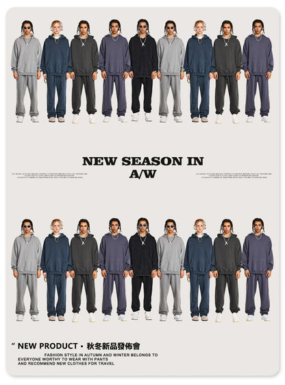 ZODF Retro Autumn Winter Washed Cotton Hoodies Unisex Loose 380gsm Knitted Sport Hooded Pullovers Brand Clothes HY0884