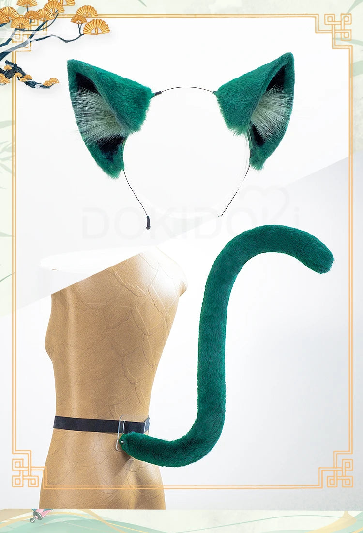 IN STOCK Maomao Tail Ears Cosplay Props Anime The Apothecary Diaries Cosplay DokiDoki Women Cute Green Cat Tail Maomao Cosplay