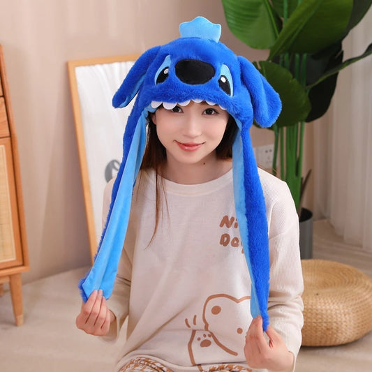 Plush Hat With Movable Ears Stitch My Melody Kuromi Cinnamoroll Kawaii Plush Little Hat Gifts For Children