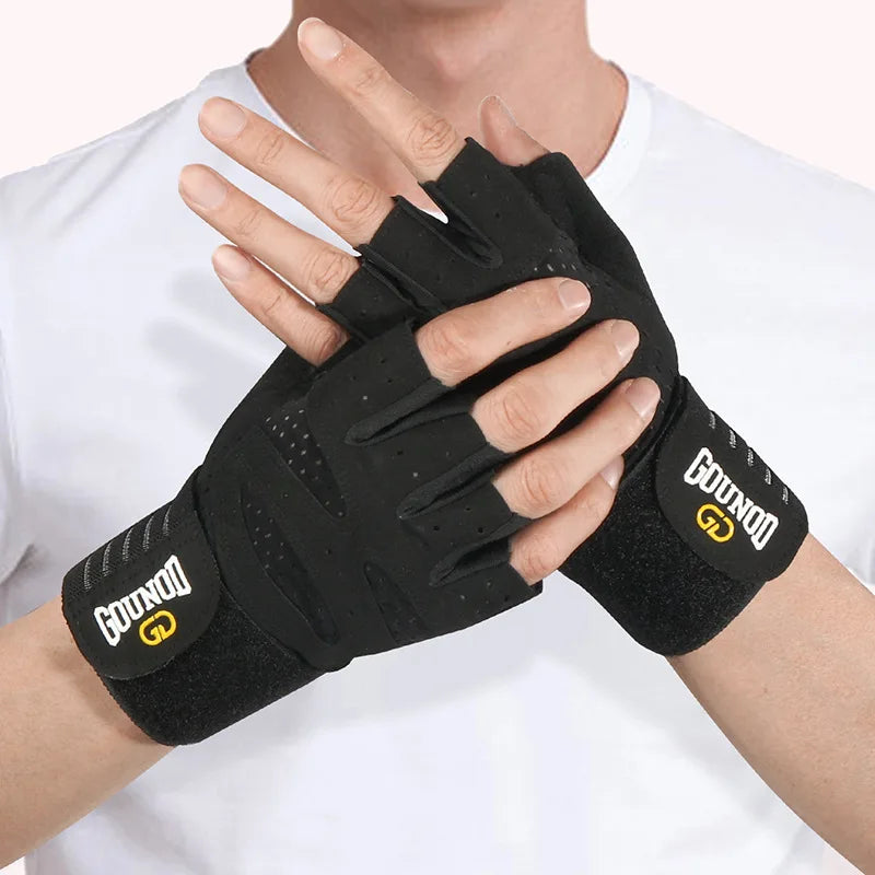 Gounod Weightlifting Gloves with Wristband Support – Breathable Anti-Slip Gym for Bodybuilding Powerlifting and Fitness