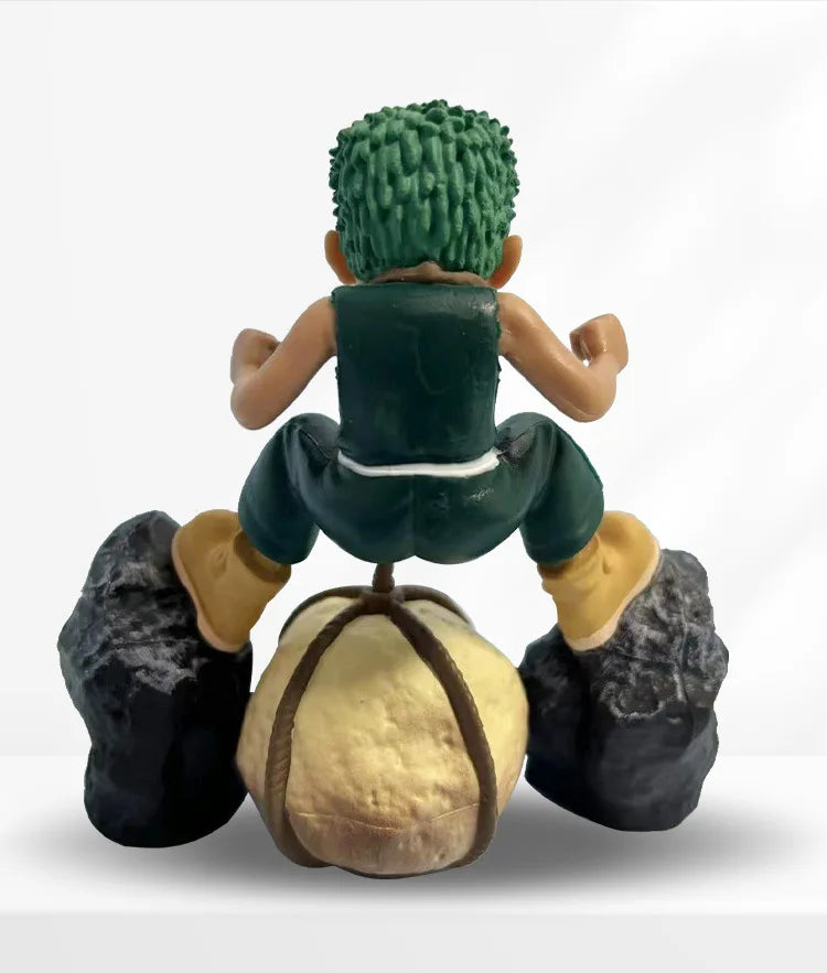 9.5cm One Piece Roronoa Zoro Childhood Training Scene PVC Sculpture Desktop Model Statue