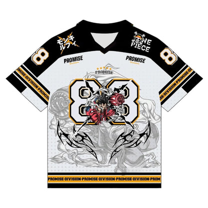 2526 New Bandai Anime One Piece Luffy Summer Jersey T-shirt Oversized 3D Adult and Children's Multifunctional Top Christmas