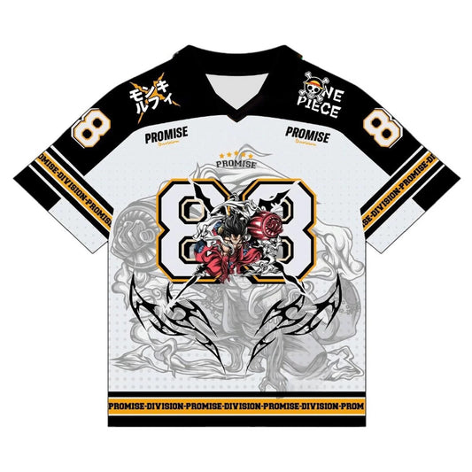 2526 New Bandai Anime One Piece Luffy Summer Jersey T-shirt Oversized 3D Adult and Children's Multifunctional Top Christmas