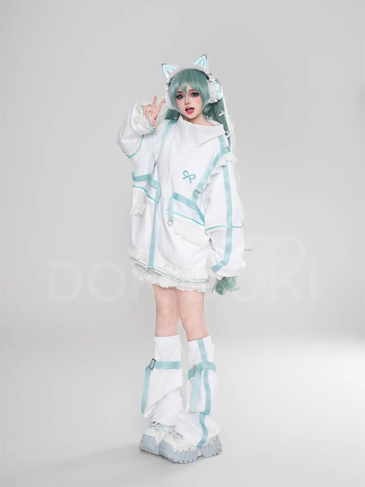 Rinn Mikuu Cosplay Costume DokiDoki-R Mikku Rinn Cosplay Women Cute Black Green Costume Set Mikuu Rinn Cosplay