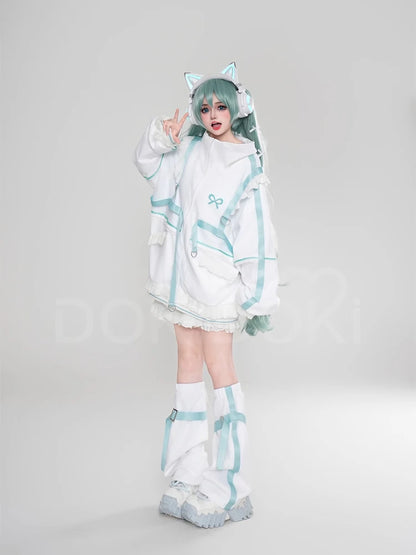 Rinn Mikuu Cosplay Costume DokiDoki-R Mikku Rinn Cosplay Women Cute Black Green Costume Set Mikuu Rinn Cosplay