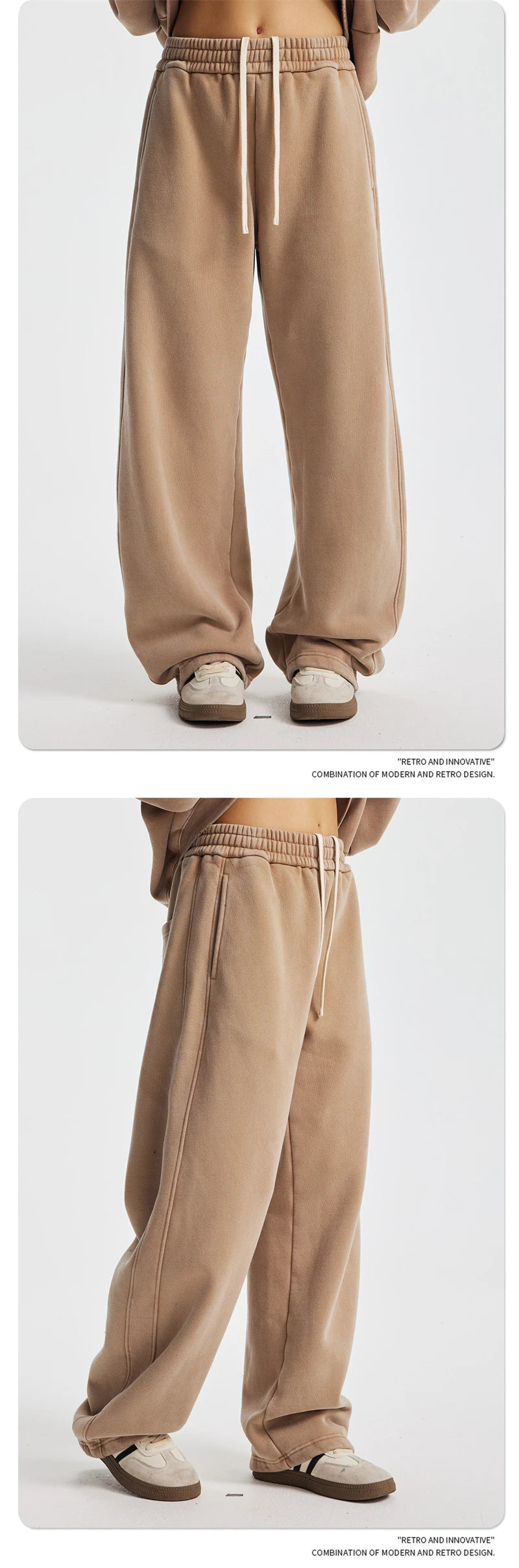 ZODF New 2025 Winter Batik Washed Man Fleece Pants Unisex High Street Distressed Thick Warm Straight Trousers Sweatpants HY1166