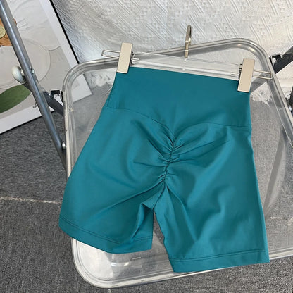 Women Sports High Waist Yoga Legging Shorts Squat Proof Quick Dry Fitness Workout Gym Cycling Tight - Light Green / L