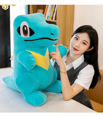 80CM Big Size Pokemon Totodile Plushies Waninoko Peluche Cartoon Anime Kawaii Ornament Comfortable Soft Doll Children Toy Gift