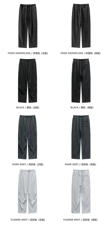 ZODF Retro 2024 Winter Patchwork Pants For Men Unisex Washed High Street 370gsm Oversized Double Knees Straight Trousers HY0878