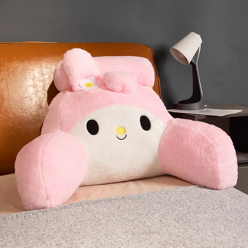 Sanrio Comfortable Back Cushion With Headrest Cinnamoroll My Melody Kuromi Cushion Lumbar Support Chair Sofa Bed Washable Gifts