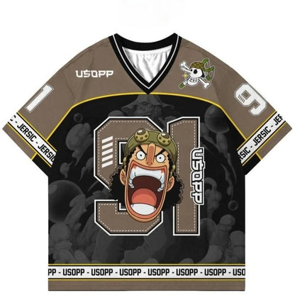 Jersey One Piece The Straw Hat Pirates Anime Kpop Baseball Hockey T-shirt Fashion Streetwear Anime Y2k Daily Unisex Tops Tees