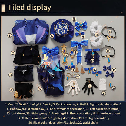 iCoser Focalors Furina Cosplay Costume Wig Dress Genshin Impact Fontaine Uniform Hat Pneuma Ousia God of Justice for Women Props