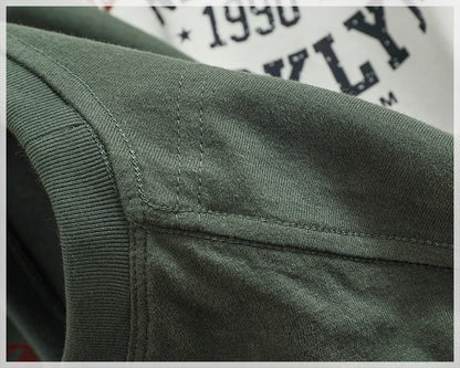 Autumn New American Retro Long-sleeved O-neck Letter Printed T-shirt Men's Fashion Simple 100% Cotton Washed Casual Sport Tops