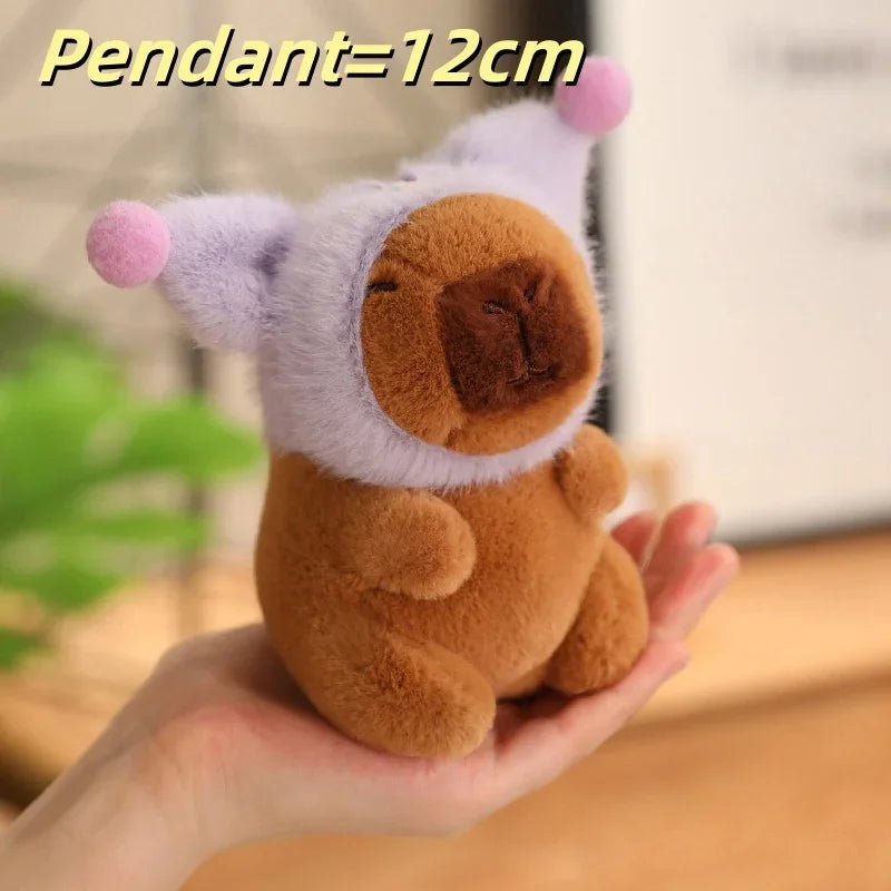 Capybara Soft Doll Cute Stuffed Capibara Anime With Pikachu Stitch Kuromi Hat Toy Kawaii Plushie Xmas Gift for Girl Friend