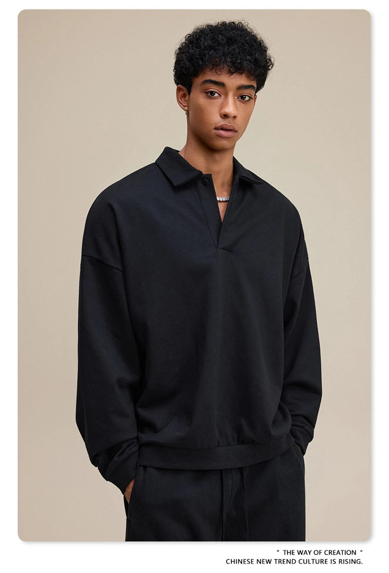 ZODF Casual 2025 Autumn 445gsm Sweatshirt For Man Unisex Turn Down Collar Solid Fleece Pullovers Winter Coats HY1111