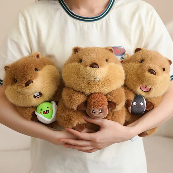 22cm Holding Nut Groundhog Plushie Cute Cartoon Marmot Soft Tubby Animal Toy Gift for Girls and Boys