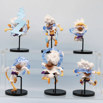 6PCS/Set One Piece Anime Figure Q Version GEAR5 Sun God Nika Luffy Action Figures Room Decoration PVC Collection Model Doll Toys