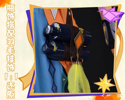 Genshin Impact Bennett Cosplay Costume Wig Uniform Adventures in Blazing Hue New Skin 3D Accessories Halloween Party Women Men