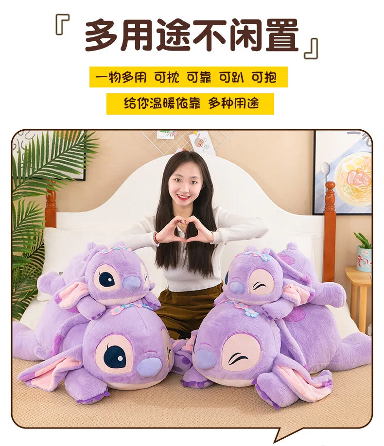 80cm Big Size Disney Lilo & Stitch Cartoon Anime Plush Stuffed Doll Room Kawai Plushies Pillow Ornaments Children's Holiday Gift