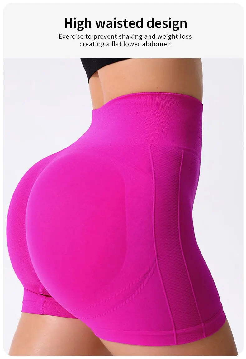 Women Seamless Yoga Shorts Tummy Control Push Up Quick Dry Fitness Gym Cycling Sportwear