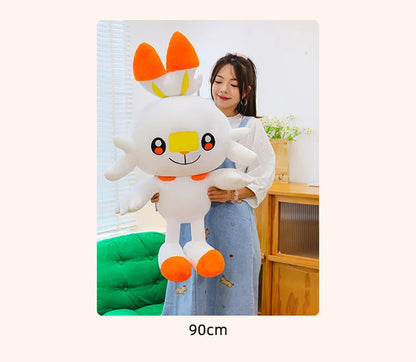 50/90cm Scorbunny Pokemon Large Plush Toys Anime Doll Cute Giant Pokémon Rabbit Cartoon Stuffed Plushie Pillow Gift for Kid Xmas