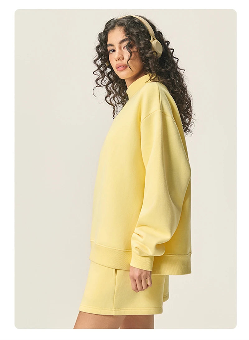 ZODF 2025 Winter Women 350gsm Warm Fleece Sweatshirts Girls Female Hip Hop Half Turtleneck Pullovers Brand Clothing HY056