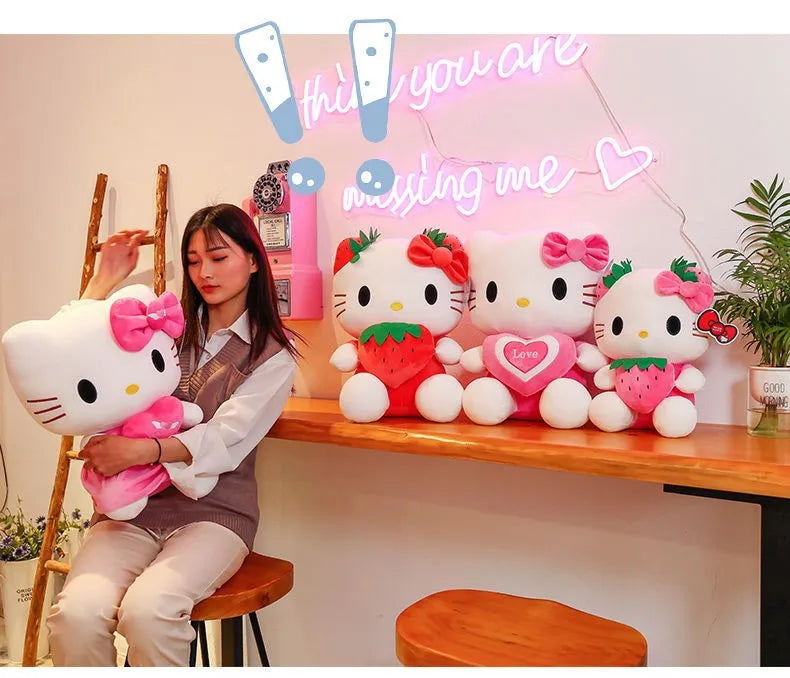 20-45cm Aoger Hello Kitty Plush Toys Anime Kawaii Pillow Doll Stuffed Animal Children Plushies Decoration Peluche Birthday Gift