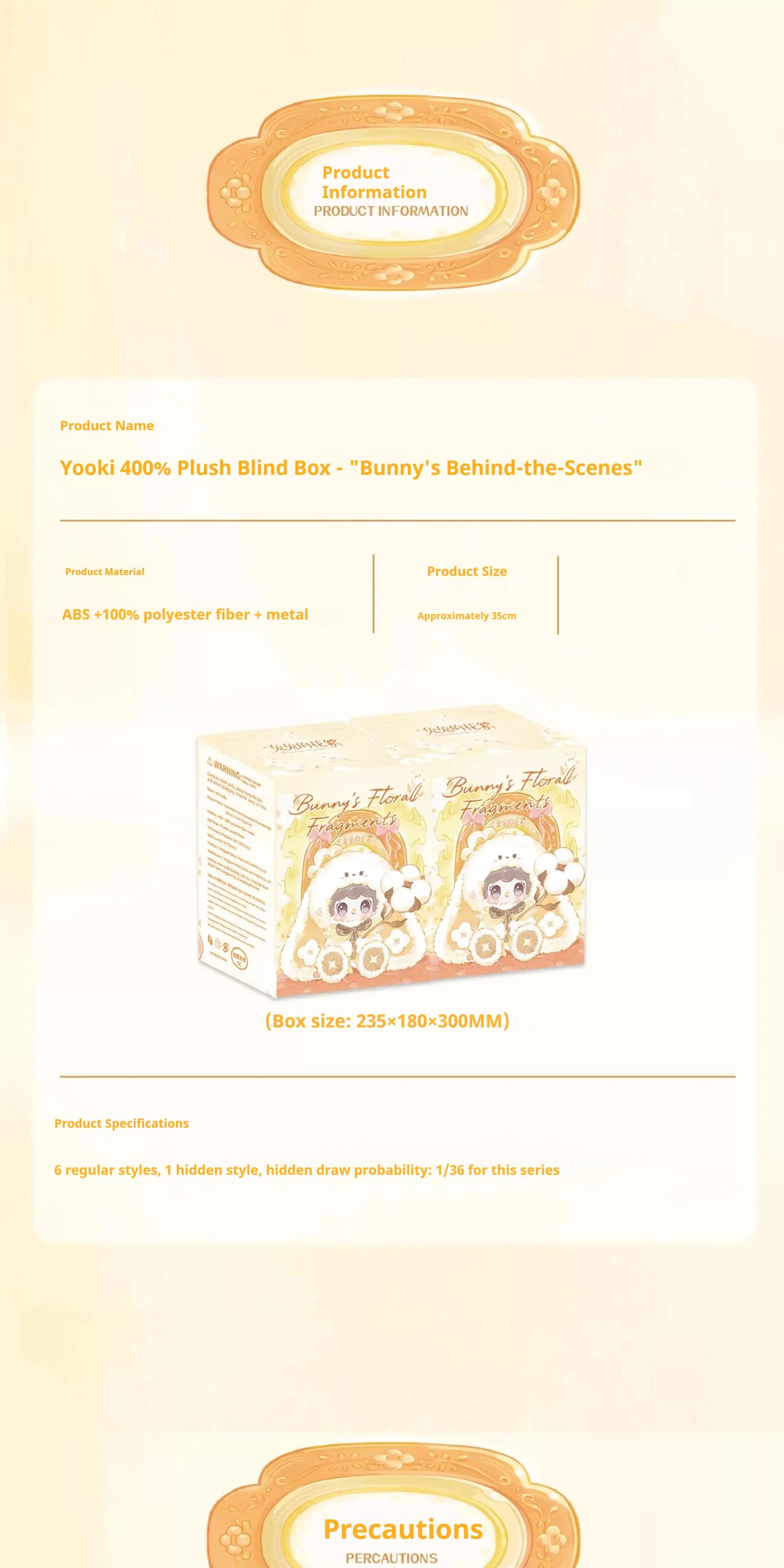 Yooki 400% Bunny'S Florall Fragments Series Vinyl Blind Box Doll Accompany Soft Plush Doll Mystery Box Desktop Ornament Toy Gift