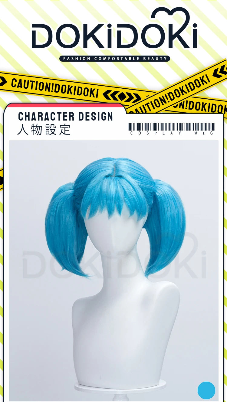 IN STOCK Sallyy Wig Game Cosplay DokiDoki Women Blue 33cm 45cm Short Dual Ponytail Hair Sally Cosplay Halloween Free Wig Cap