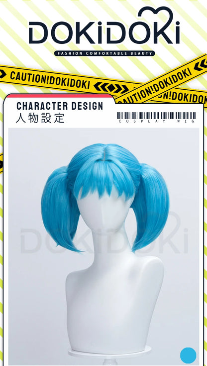 IN STOCK Sallyy Wig Game Cosplay DokiDoki Women Blue 33cm 45cm Short Dual Ponytail Hair Sally Cosplay Halloween Free Wig Cap