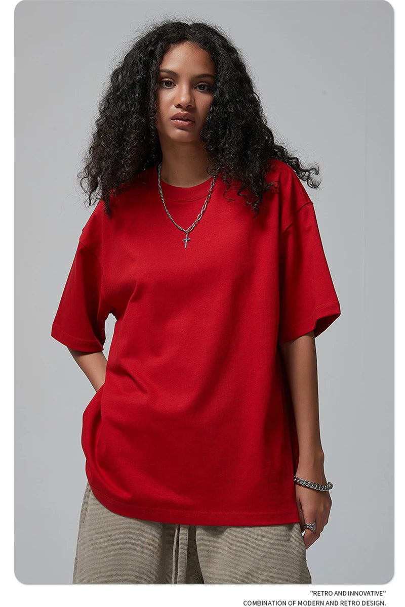 ZODF New Spring Summer Men 305gsm Cotton T Shirts Unisex Heavy Weight Oversized FG Noshrink Basic Solid T-Shirt Tees HY0165