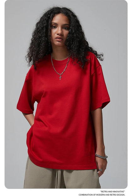 ZODF New Spring Summer Men 305gsm Cotton T Shirts Unisex Heavy Weight Oversized FG Noshrink Basic Solid T-Shirt Tees HY0165