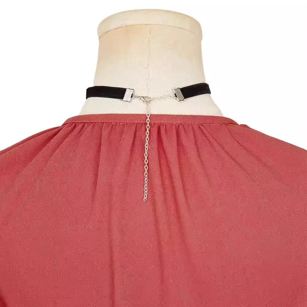 Anime Witch Watch Nico Wakatsuki Cosplay Costume Wig Red Dress Choker Outfit Halloween Party for Women Girls Carnival Props Cos