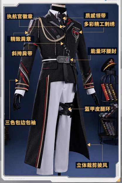 iCoser Caleb Cosplay Costume Wig Farspace Colonel Love and Deepspace Uniform Cap Halloween Party for Women Men Carnival Props