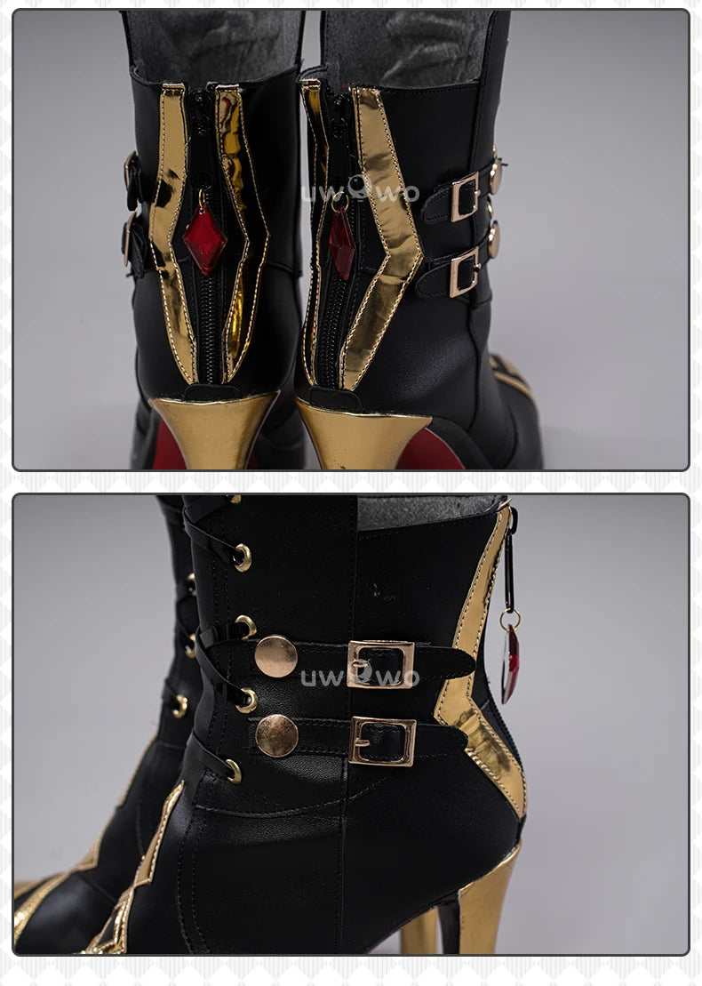 LAST BATCH UWOWO Game Genshin Impact Cosplay Fatui Harbinger The Knave Arlecchino Costume Shoes Boots